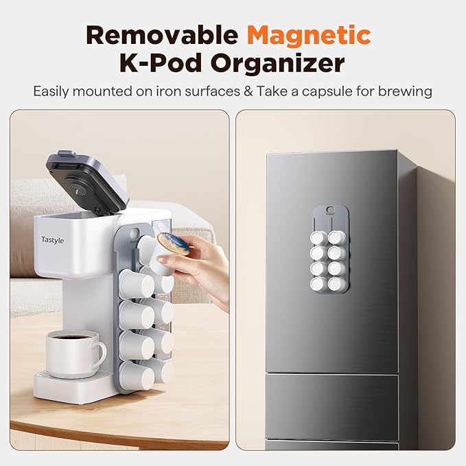Tastyle Hot & Iced Coffee Maker with Magnetic K-Pod Holder, Fits 7.3'' Mug
