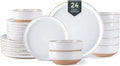 AmorArc Dinnerware Sets for 8, 24 Pieces Ceramic Plates and Bowls Set