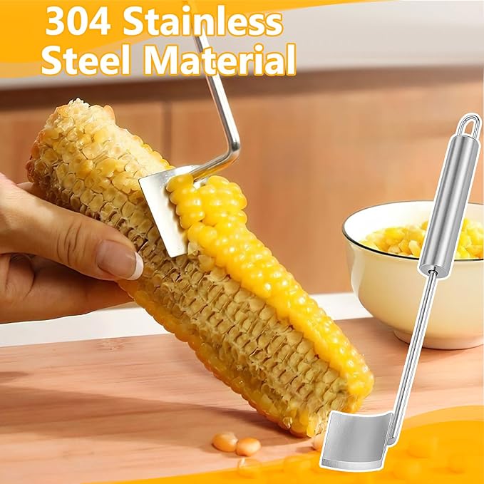 Aphohome 2 Pack Corn Peeler Stainless Steel Corn Cob Stripper Tool - Corn Kernel Remover & Thresher for Corn on the Cob, Kitchen Corn Shucker with Ergonomic Handle for Fresh Corn