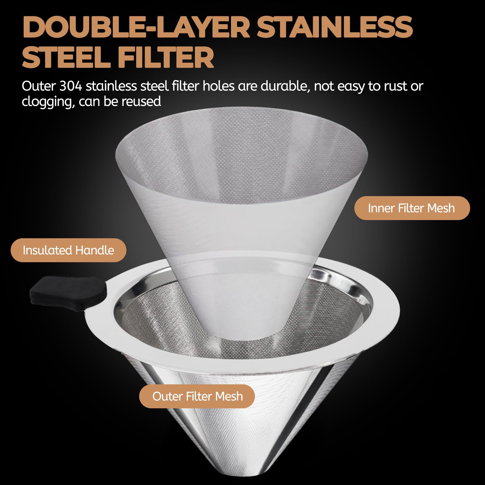 Mogrecha Pour Over Coffee Maker 800ml with 304 Stainless Steel Filter Wooden Collar Holder Borosilicate Glass Drip Coffeemaker Server Set Clear Hand Brew Dripper Carafe for Home Camping Travel 27oz