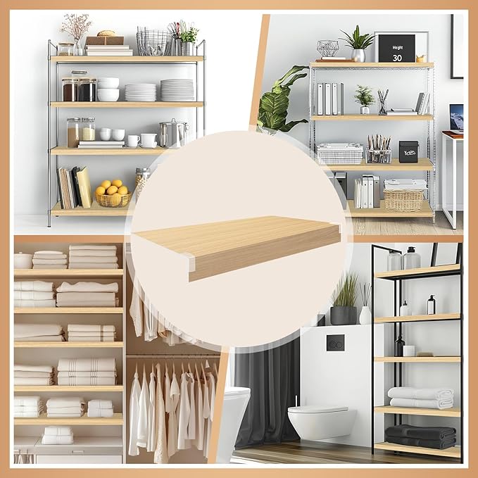 5 Pcs Wire Rack Covers 24x16x3 inch PVC Pantry Shelf Cover 0.31 inch Thick Removable Closet Wire Rack Shelf Covers,Decoration Kitchen Bathroom Office Shelving (Wood Color,24x16x3 inch)