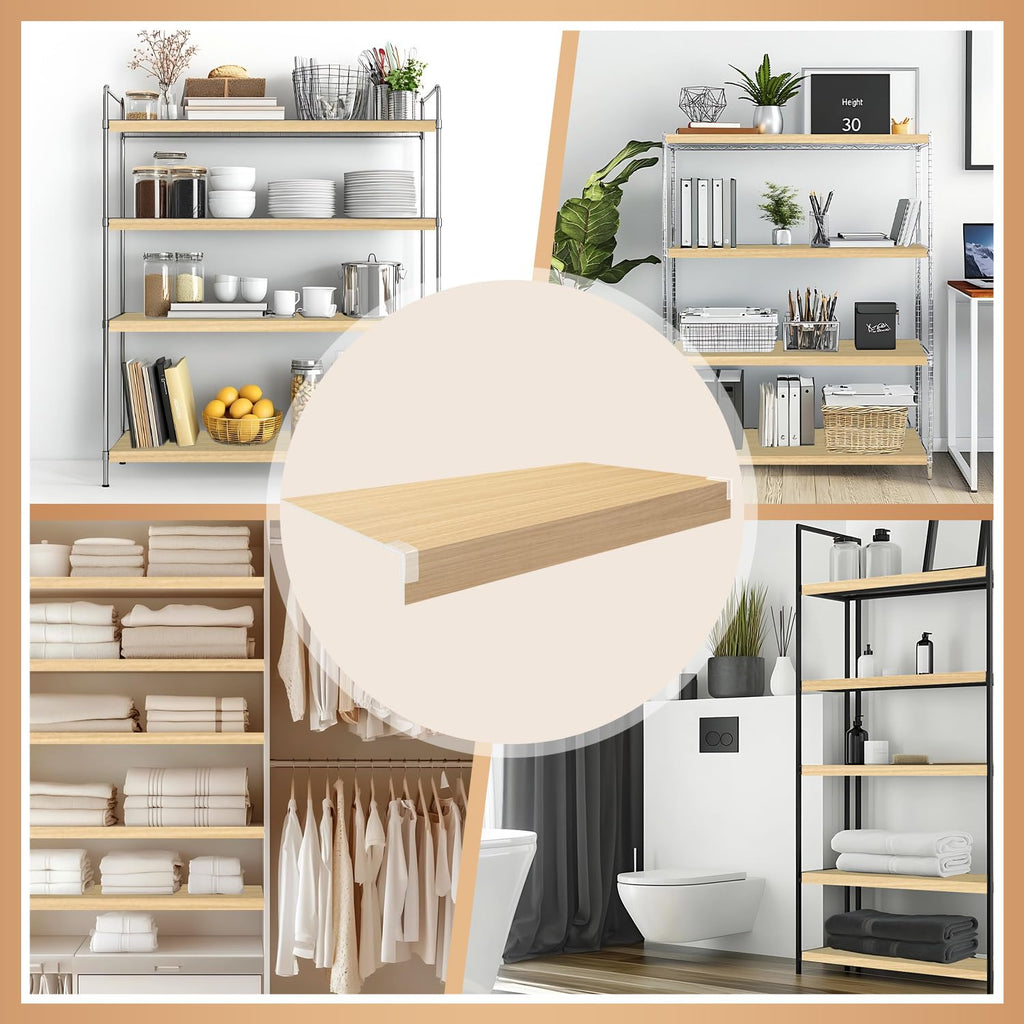 5 Pcs Wire Rack Covers 24x16x3 inch PVC Pantry Shelf Cover 0.31 inch Thick Removable Closet Wire Rack Shelf Covers,Decoration Kitchen Bathroom Office Shelving (Wood Color,24x16x3 inch)