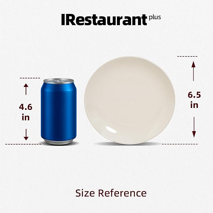 IRESTAURANT PLUS Stoneware Coupe Commercial Grade Dinnerware, Ivory(America White) Plate 6.5", Case of 36