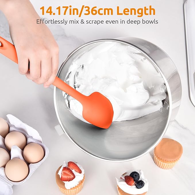 U-Taste 14" Long Silicone Spoonula, 600°F High Temp Spoon Spatula, Orange