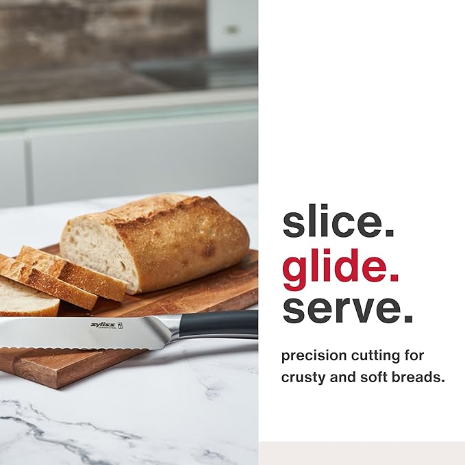 Zyliss Comfort Pro Bread Knife - Full Tang Bread Knife - Ice Hardened Stainless Steel Kitchen Tools - Crumble-Free Kitchen Cutlery - Black/Stainless Steel - 8 inches