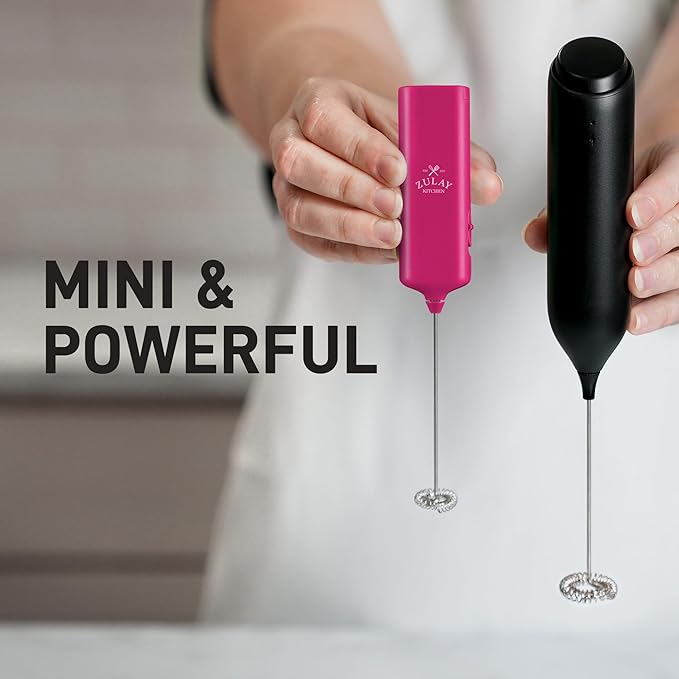 Mini & Mighty Milk Frother Wand – Powerful Handheld Coffee Frother, Battery Operated Drink Mixer – Compact Pocket Size – Detachable Whisk for Latte, Cappuccino, Matcha, Hot Chocolate