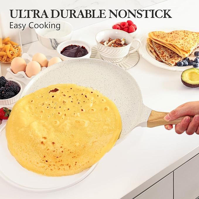 SENSARTE 12 Inch Nonstick Crepe Pan Ceramic Coating Pancake Pan White
