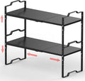 Jojocross Expandable Shelf for Cabinet Organizer Adjustable Stackable Spice Rack at Kitchen and Bathroom more, Counter Countertop Cupboard Organization Pantry Storage(MEDIUM/2PACKS/BLACK)