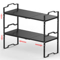 Jojocross Expandable Shelf for Cabinet Organizer Adjustable Stackable Spice Rack at Kitchen and Bathroom more, Counter Countertop Cupboard Organization Pantry Storage(MEDIUM/2PACKS/BLACK)