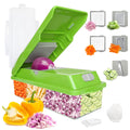 Veggie Chopper with Container, 7 in 1 Manual Food Chopper Cutter, Green