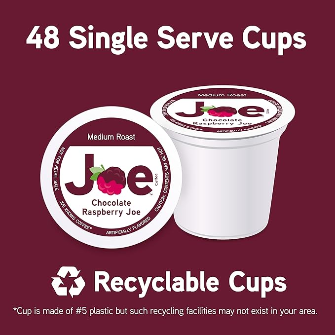 Joe Knows Coffee Chocolate Raspberry Flavored 100% Arabica 48ct Single Serve Cups
