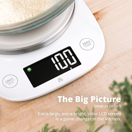 Greater Goods Digital Kitchen Scale for Baking, Sourdough, 11lb Capacity