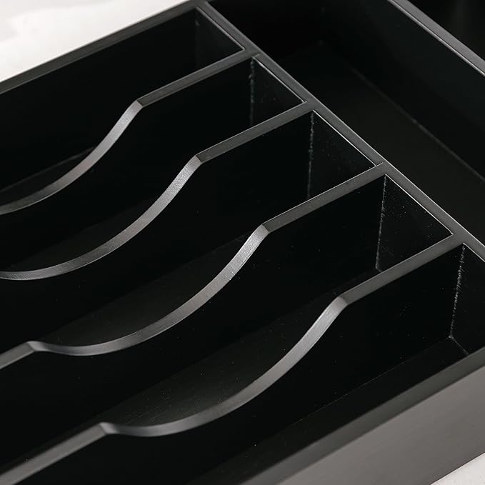 KitchenEdge Silverware & Utensil Organizer, Fixed 10.5 in, Black