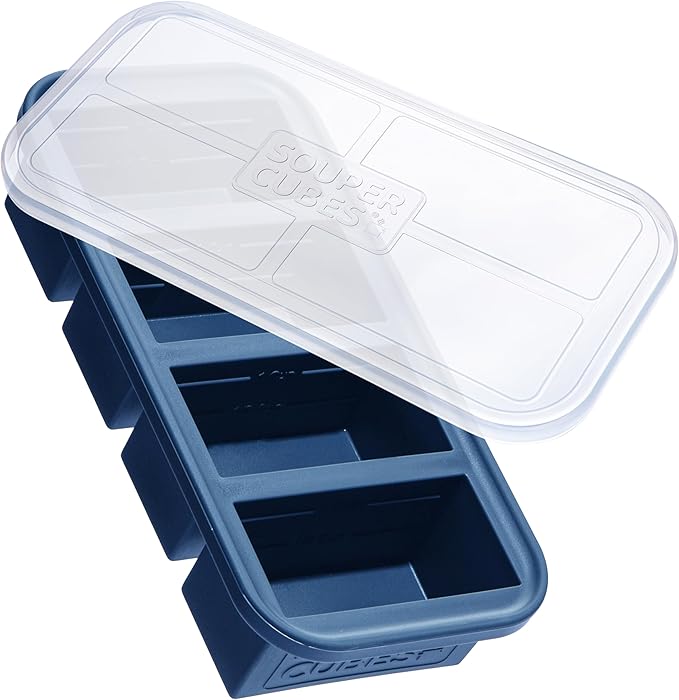 Souper Cubes 1 Cup Silicone Mold for Food with Lid, Blueberry, 1-Pack