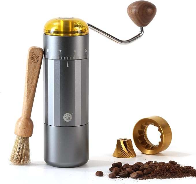 CUFEJORO Manual Coffee Grinder, Z5 Hand Coffee Grinder with 25g Capacity External Adjustable Knob, Manual and Electric Dual Mode grinder, Espresso, Mocha, Pour-over, French Press Gray