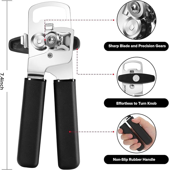 COOCLAN Multifunction Magnetic Manual Can Opener and Bottle Opener, Black