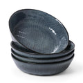 famiware Moonlight 8.5 Inch Pasta Bowls Set of 4, 32oz Serving Bowls for Kitchen, Soup Bowl with Linen Finish, Large Stoneware Bowls for Festivals, Housewarming, Dinnerware, Dark Blue