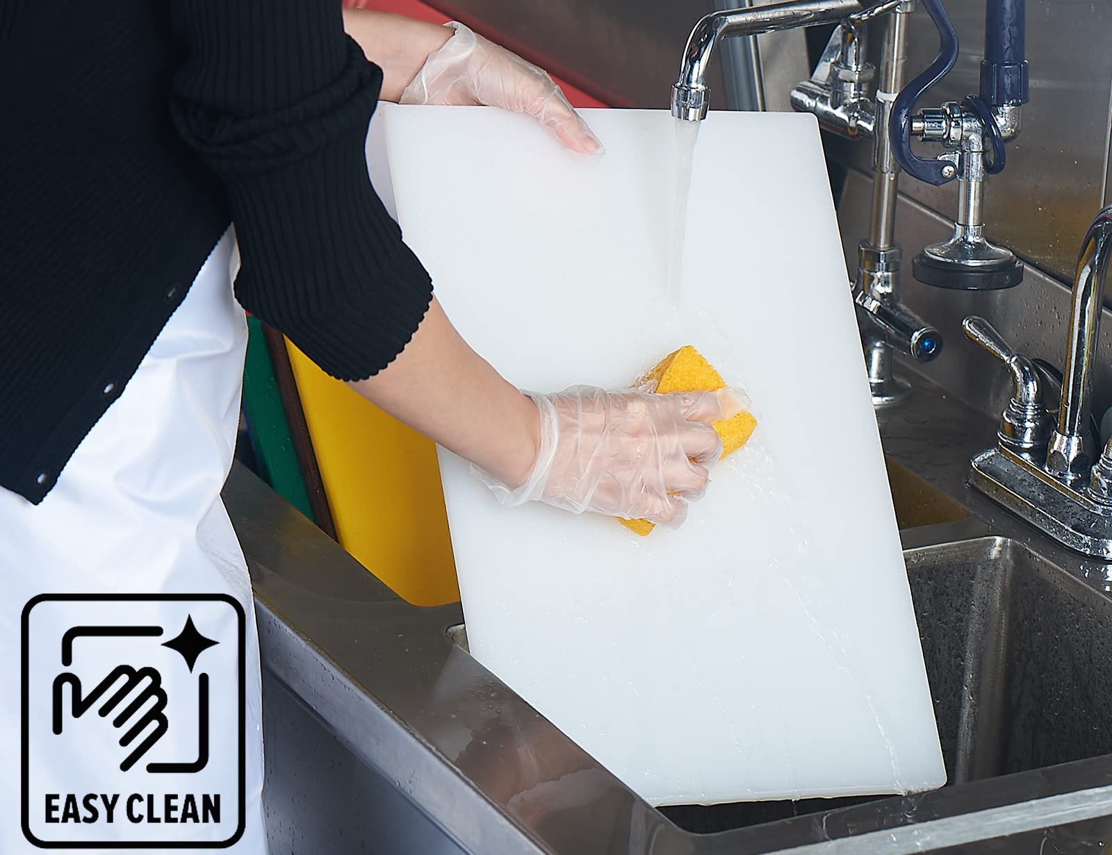 CURTA Cutting Boards for Kitchen, 24" x 18" x 0.5" White Color Coded Plastic Commercial Chopping Board Anti Slip Surface Dishwasher Safe