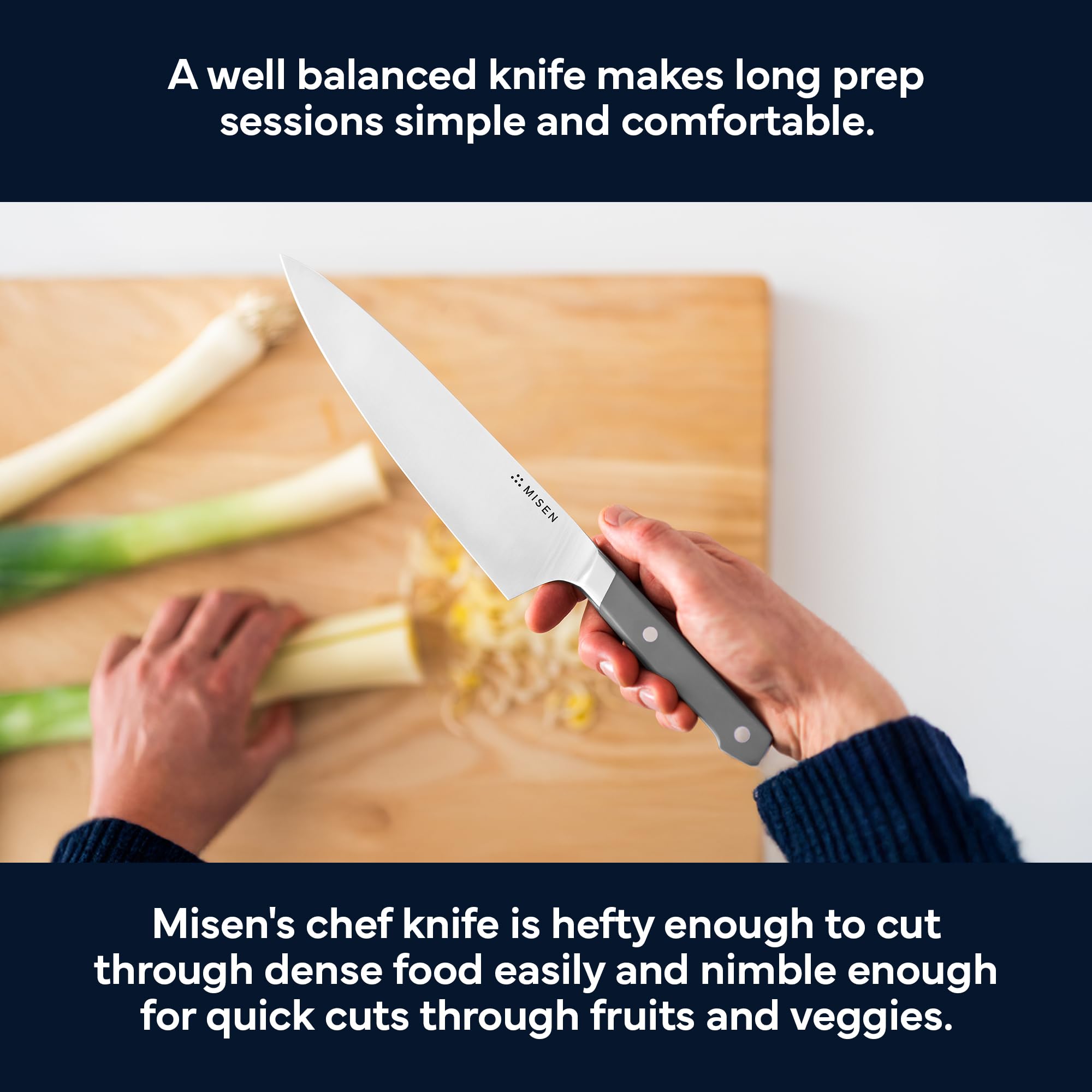 Misen 8 Inch Chef Knife, AUS-10 Japanese Stainless Steel - Gray