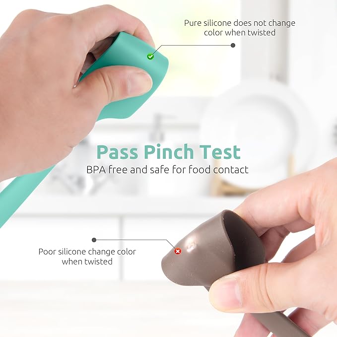 U-Taste Small Mini Silicone Spatula, 9in Rubber Jar Bowl Scraper, Aqua Sky