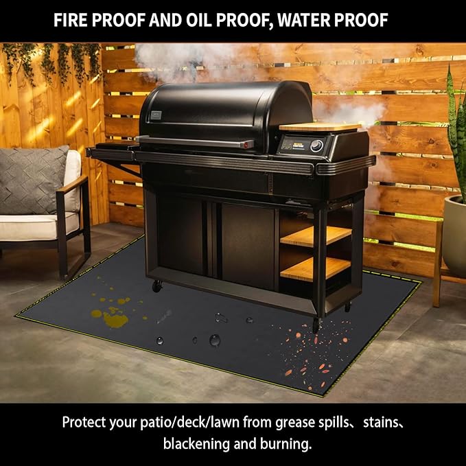 VCHOMY 40x60 Inch Under Grill Mat for Outdoor Grill Deck Patio Protector Extra Large Silicone Fireproof Waterproof Oil-Proof Fire Pit Matt BBQ Barbecue Pad