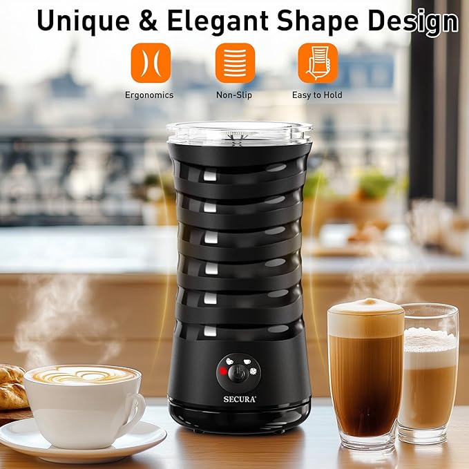Secura Electric Milk Frother, 4-in-1 Automatic Hot & Cold Foam Maker