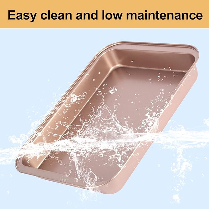 Barlket 9x13 Baking Pan & Dish, 13x9 Nonstick Rectangle Cake Pan, Rose Gold