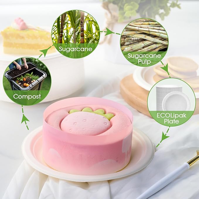 ECOLipak 6 in 200 Pack White Disposable Compostable Dessert Paper Plates