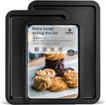HONGBAKE XL Large Baking Sheet Set-19x13.25 in, Large Cookie Sheet Pan, Nonstick Oven Tray with Wider Grips, 3 Pack Bakeware, Dishwasher Safe - Dark Grey