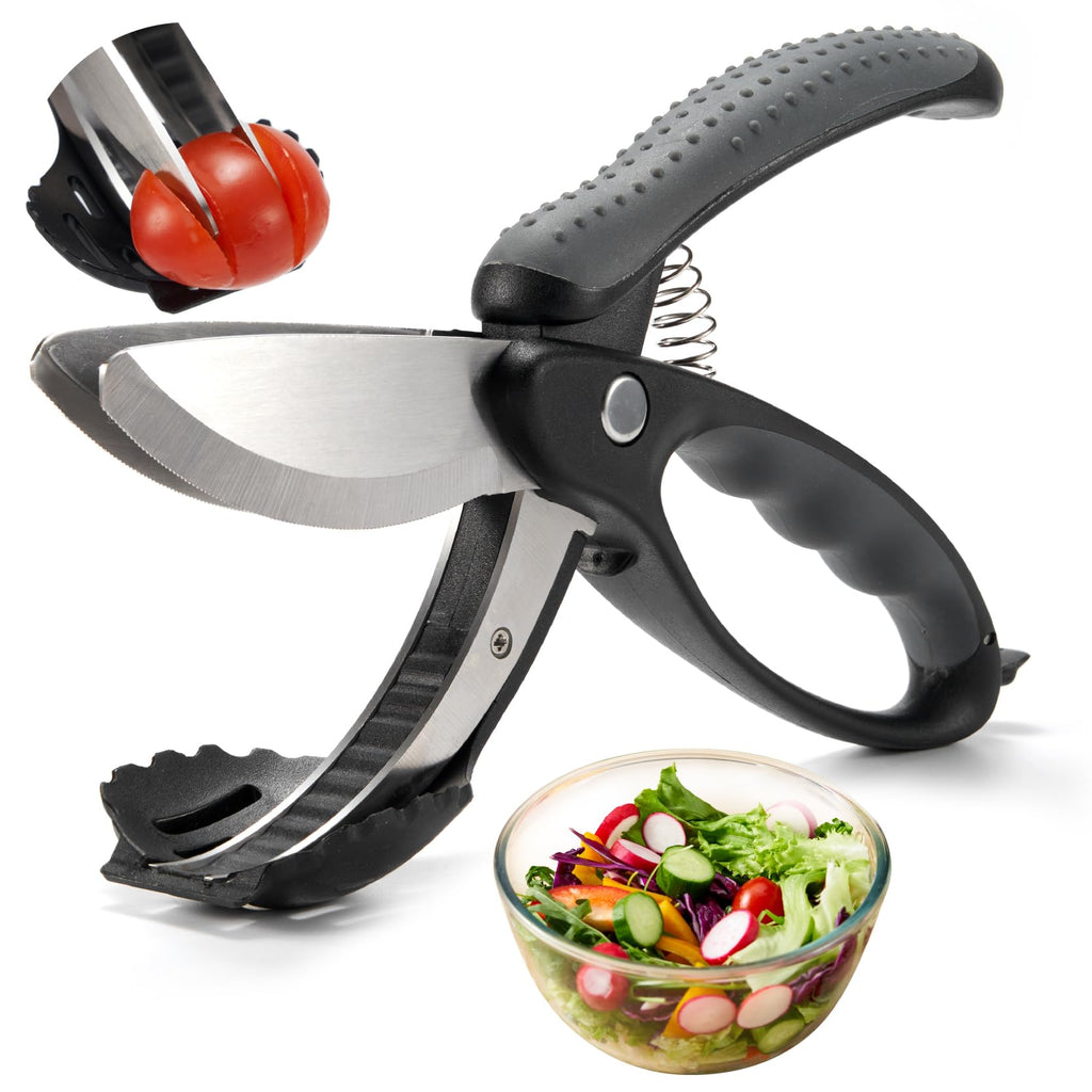 ALEXPHY Salad Scissors with Double Blades, Lettuce Chopper for Chopped Salad, Black