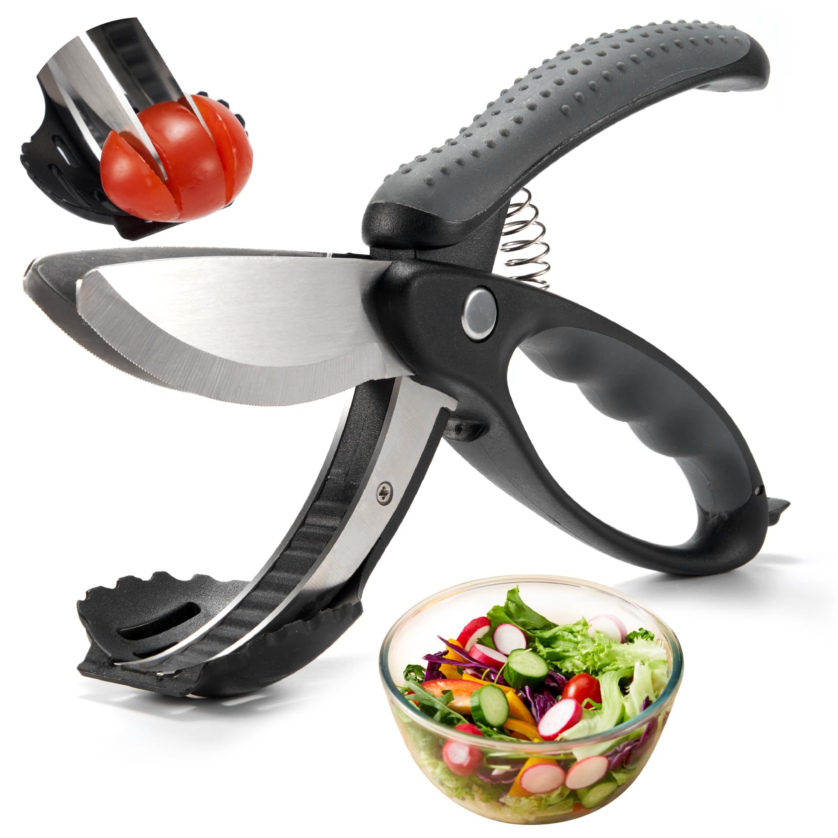 ALEXPHY Salad Scissors with Double Blades, Lettuce Chopper for Chopped Salad, Black
