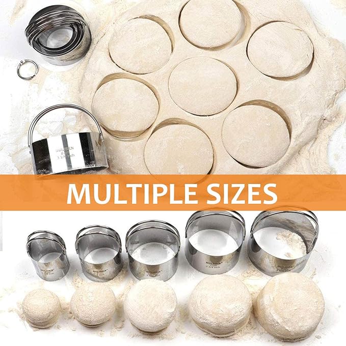 HULISEN 5-Pc Biscuit Cutters, Flour Sifter, Pastry Scraper, Dough Blender