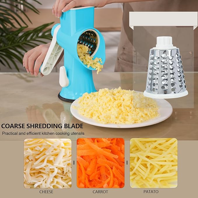 TiwisiTe Rotary Cheese Grater with Handle-Versatile Cheese Grater