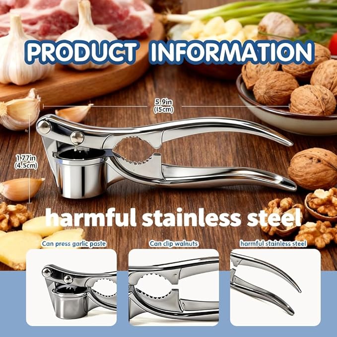1 Pack Garlic Press, Lightweight-Duty Rust-Resistant Garlic Mincer & Crusher with Ergonomic Handle, Easy Squeeze, Easy Clean, Dishwasher Safe