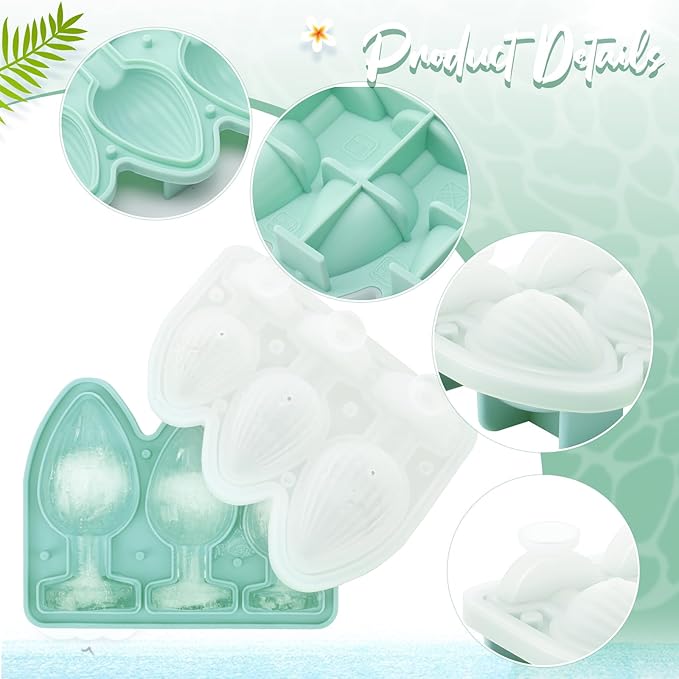 Hoolerry Ice Cube Molds Cube Trays Fun Shapes Silicone Ice Ball Maker with Lid for Whiskey Cocktails Juice Drinks Beverage Crafting Accessories Funny Gift(Green,Multi-size)