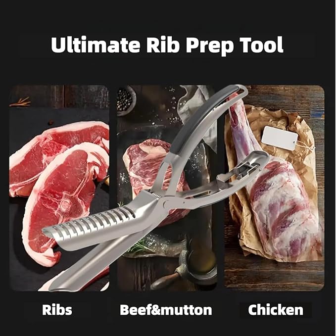 FirFiltr Rib Prep Tool Pro,Stainless Steel Rib Membrane Removal Tool,Professional Boning Tongs Rib Prep Tool for BBQ Enthusiasts,Ergonomic Handle for Easy Membrane Removal(1 PCS)