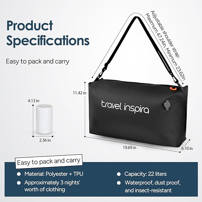Vacuum Packing Cube 22L Carry-On for Suitcase with Wireless Pump