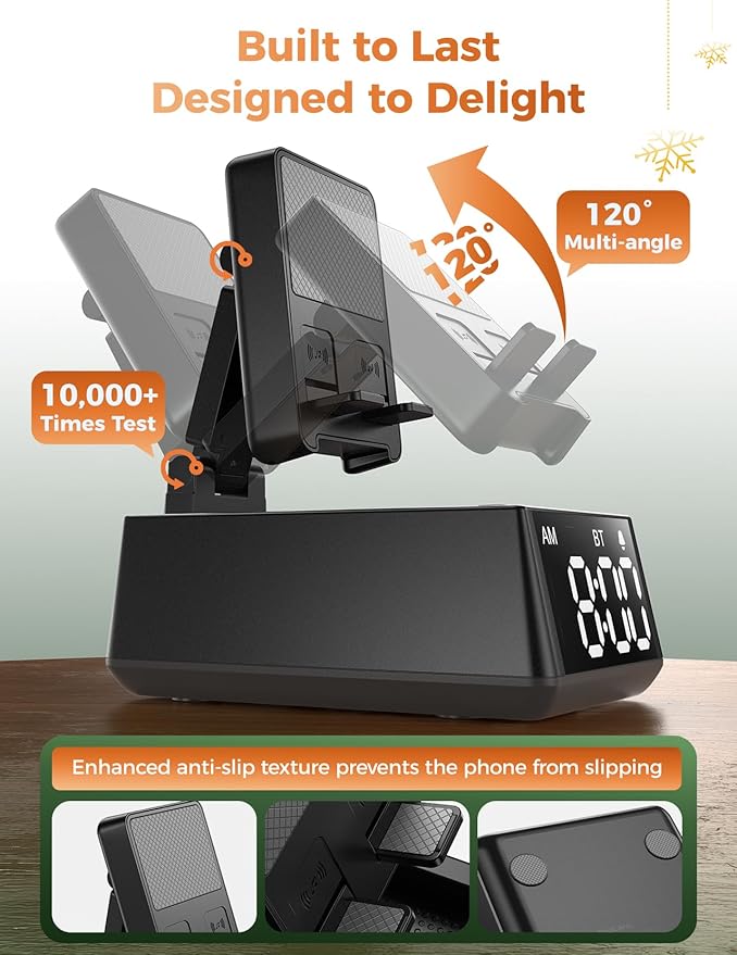 Bluetooth Speaker Birthday Gift for Men:Induction Cell Phone Stand Black