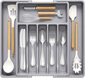 Lifewit Silverware Drawer Organizer, Expandable Utensil Tray for Kitchen, BPA Free Flatware and Cutlery Holder, Adjustable Plastic Storage for Spoons Forks Knives, 33 -57 x 42cm, Gray