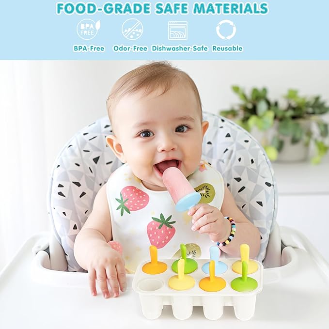 Silicone Popsicle Molds for Toddlers, 8-Cavity Mini Popsicle Molds