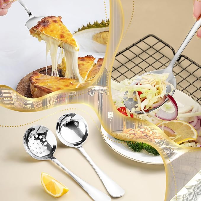 ZLMTZDJD 36-Piece Stainless Steel Serving Utensil Set – Complete Buffet Essentials with Spoons, Forks, Tongs, Ladle & More. Perfect for Wedding, Holiday, Catering, and Family Gatherings(Silver)