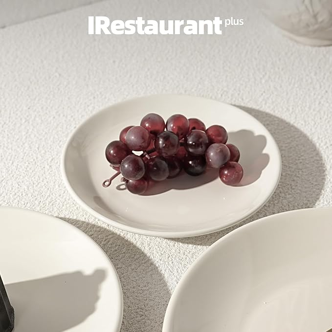 IRESTAURANT PLUS Stoneware Coupe Commercial Grade Dinnerware, Ivory(America White) Plate 6.5", Case of 36
