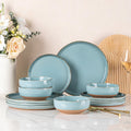 AmorArc Dinnerware Sets for 4, 12 Pieces Ceramic Plates and Bowls Set