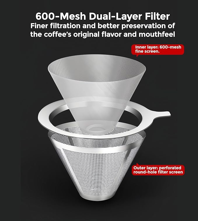 AGOGO Pour Over Coffee Maker Set, 34oz Classic Style, 304 Stainless Filter