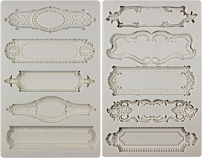 Baroque Style Silicone Molds 2-Count Plaque and Object Labels for Crafts