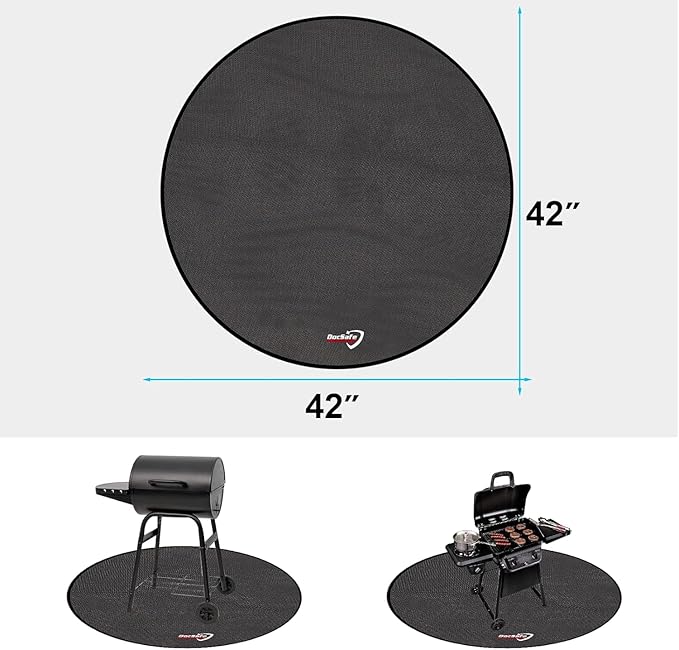 DocSafe 42" Fire Pit Mat for Solo Stove Bonfire,4 Layers Double-Sided Fireproof Under Grill Mat Protector for Deck,Patio,Round BBQ Mat Indoor Fireplace Pad for Solo Stove Accessories,Easy to Clean