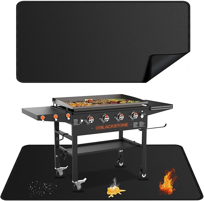rumlick 48x30 inches Large Under Grill Mats for Blackstone, Double-Sided Fireproof Outdoor Grill Protective Mat, Oilproof Waterproof BBQ Fire Pit Fireplace Mat