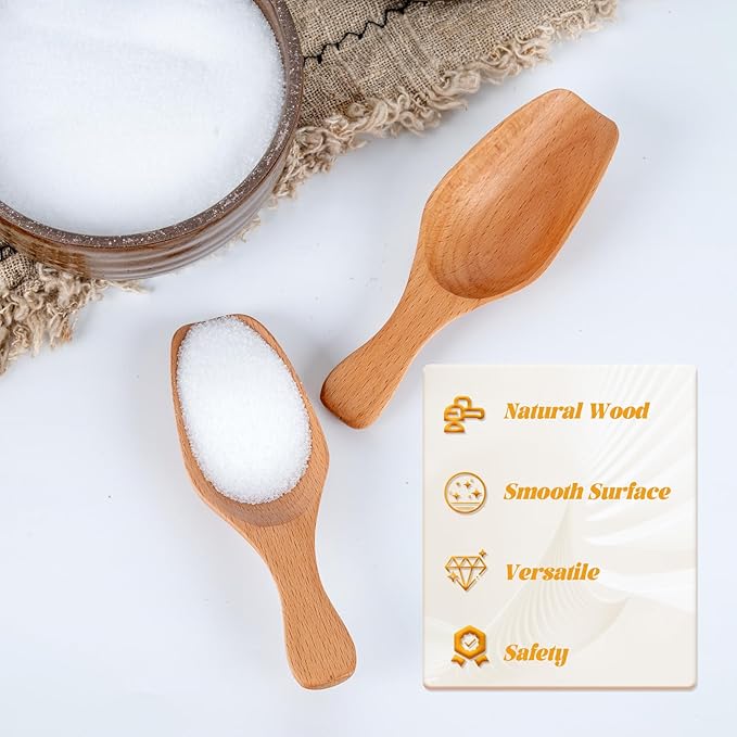 Wooden Coffee Scoop, Wooden Scoops for Jars, Wood Scoops for Canisters Ground Coffee Tea Sugar Flour Bath Salts Laundry Detergent