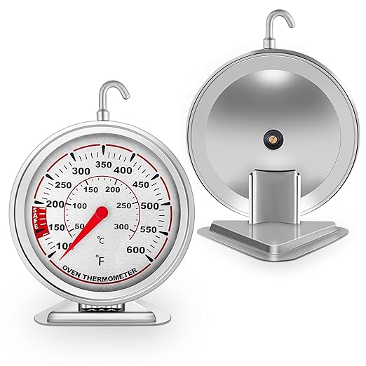 Extra Large 3" Oven Thermometer with Easy-Read Dial | Accurate Oven Temperature Reading | Dual Scale 100°F-600°F & -40°C-310°C | for Gas/Electric Ovens, Grill, BBQ, Baking, Meat