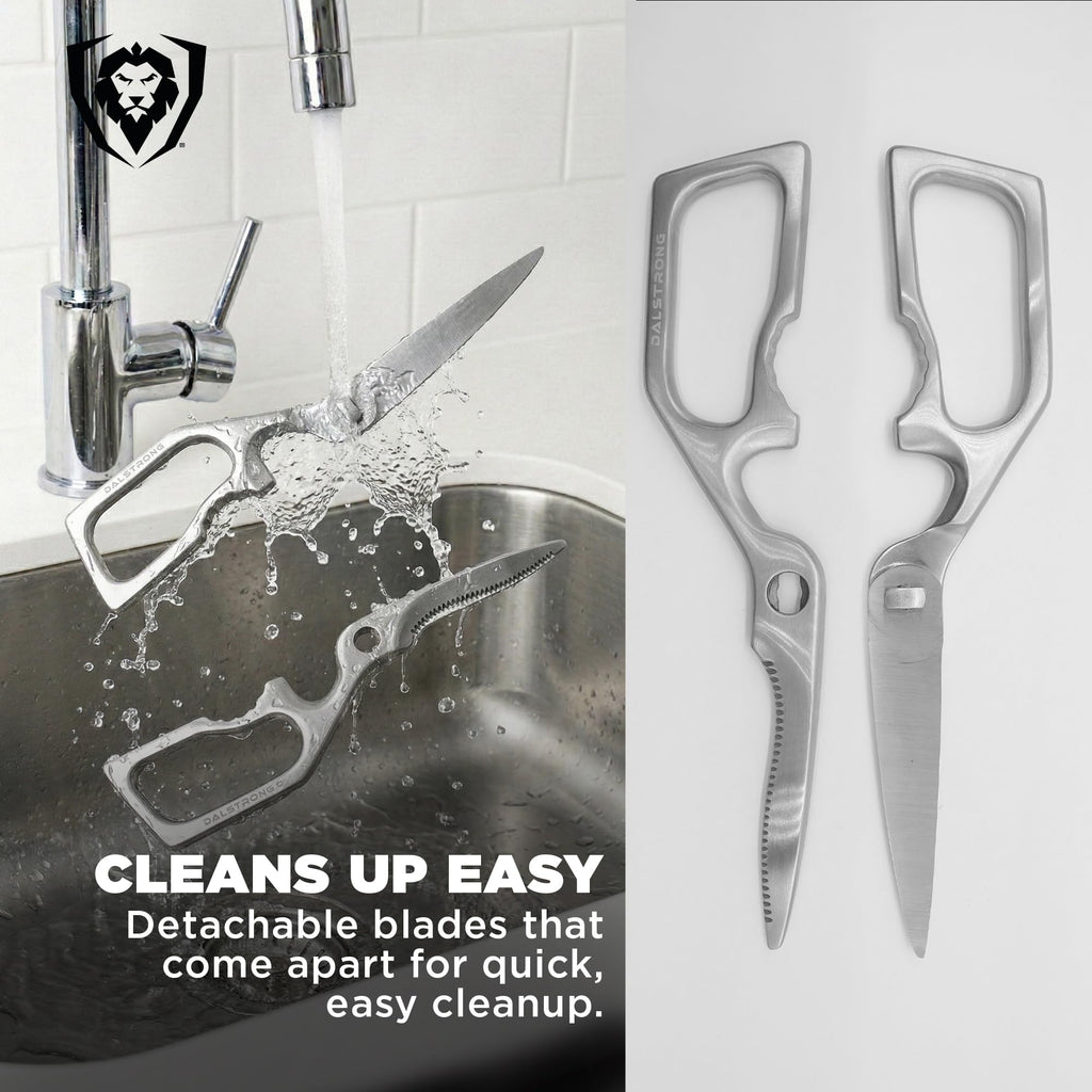 Dalstrong Kitchen Scissors — Japanese Stainless Steel Shears, Ambidextrous, Detachable for Cleaning — For Spatchcocking Chicken, Trimming Herbs, Pizza, Flatbread & Package Opening